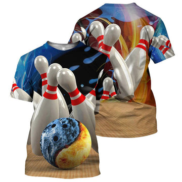 FUNSTUFFPRINT 3D All Over Printed Bowling Shirt, Men Bowling T-Shirt, Women Bowling Shirt, Bowling Team Player Shirt 3D T-shirt