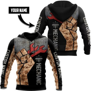 FUNSTUFFPRINT Personalized Mechanic 3D Hoodie Custom Name 3D Hoodie and Zip Hoodie