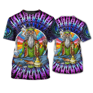 FUNSTUFFPRINT 3D All Over Print Old Man Hippie Shirts, Hippie Man Shirt, Hippie Woman Shirts, Colorful Hippie 3D T-shirt