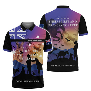FUNSTUFFPRINT Anzac We Honour Their Spirit Polo Shirt Size S-5XL
