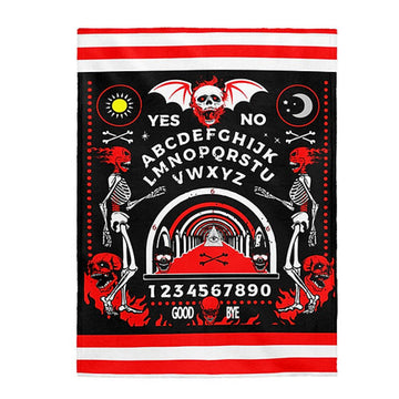 FUNSTUFFPRINT Ouija Board Velvet Plush Blanket-Cozy Blanket-Skull Blanket-Skeleton Blanket