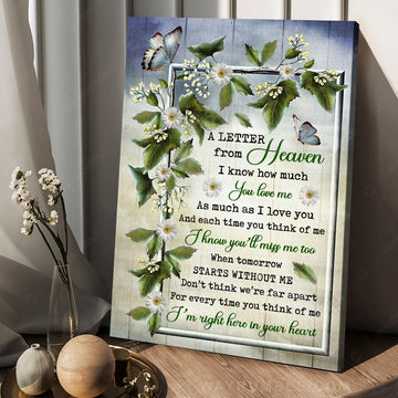 A Letter From Heaven I Know How Much You Love Me As Much As I Love You Poster and Canvas
