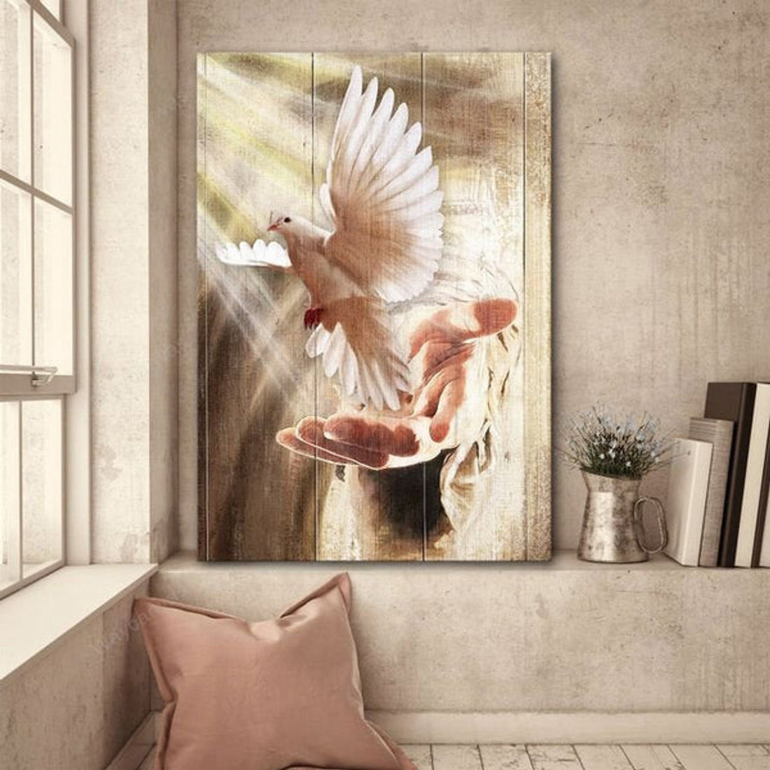 A Dove On His Hand Jesus Canvas Posters - Christian Wall Posters - Religious Wall Decor