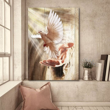 A Dove On His Hand Jesus Canvas Posters - Christian Wall Posters - Religious Wall Decor