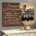 Aberdeen Angus Tranquil Farm Jesus The Old Rugged Cross Canvas Wall Art - Christian Poster - Religious Wall Decor