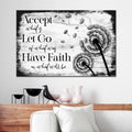 Accept Let Go Have Faith Wall Art Canvas, Dandelion Christian Wall Decor - Religious Wall Decor