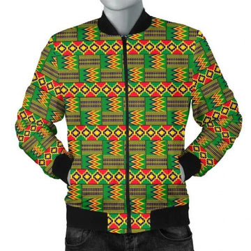 FUNSTUFFPRINT Africa Zone Jacket - Kente Cloth - Reggae Golden 3D Bomber Jacket