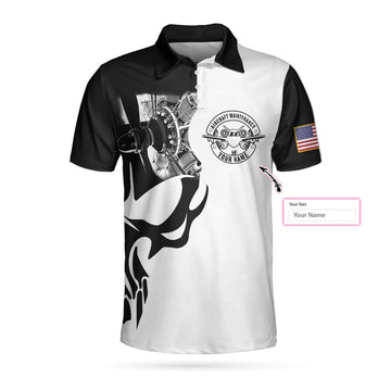 Custom Aircraft Mechanic Custom Men Polo Shirt, Personalized Skull American Flag Aircraft Mechanic Shirt For Men, Aircraft Mechanic Build Anything Proud