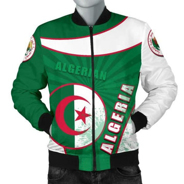FUNSTUFFPRINT Algeria Men's Bomber Jacket Circle Stripes Flag Special 3D Bomber Jacket