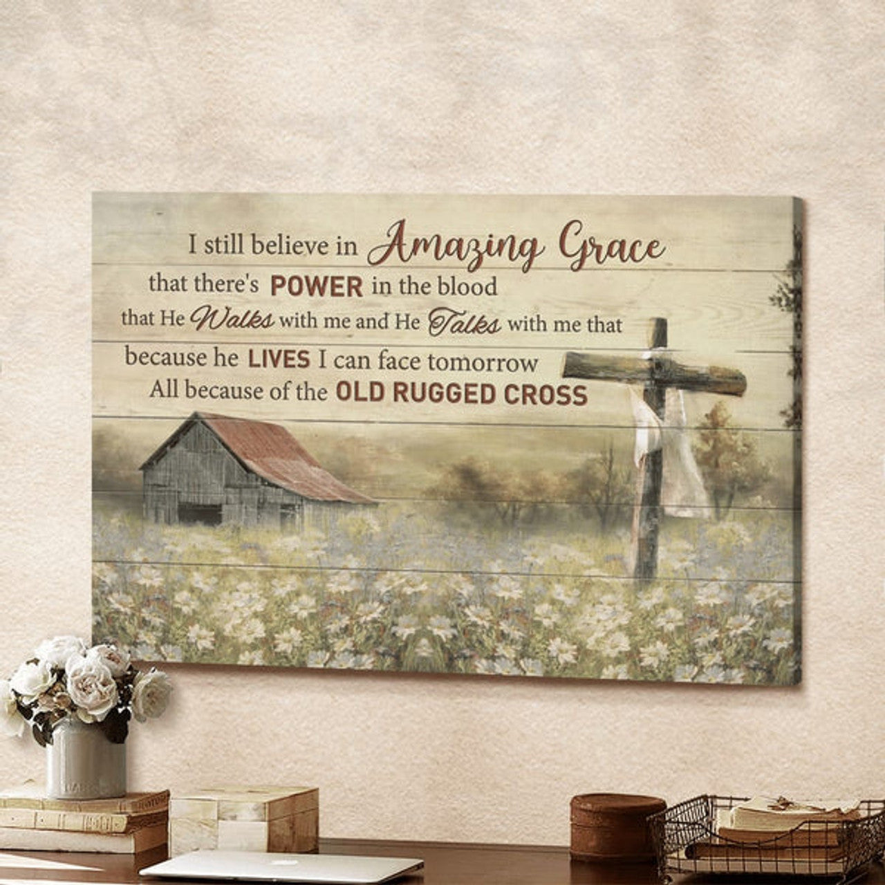 All Because Of The Old Rugged Cross Jesus Canvas Wall Art - Jesus Canvas Pictures - Christian Wall Posters