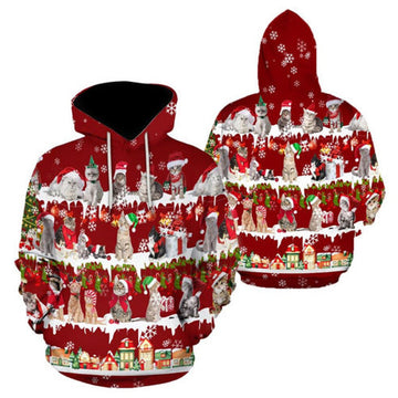 FUNSTUFFPRINT 3D All Cat Breeds Christmas All Over 3D Hoodie and Zip Hoodie