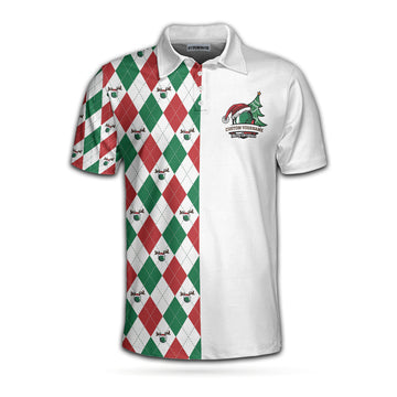 Custom Golf Custom Men Polo Shirt All I Want For Christmas Is A Hole In One Men Polo Shirt, Personalized Argyle Short Sleeve Shirt For Golfers