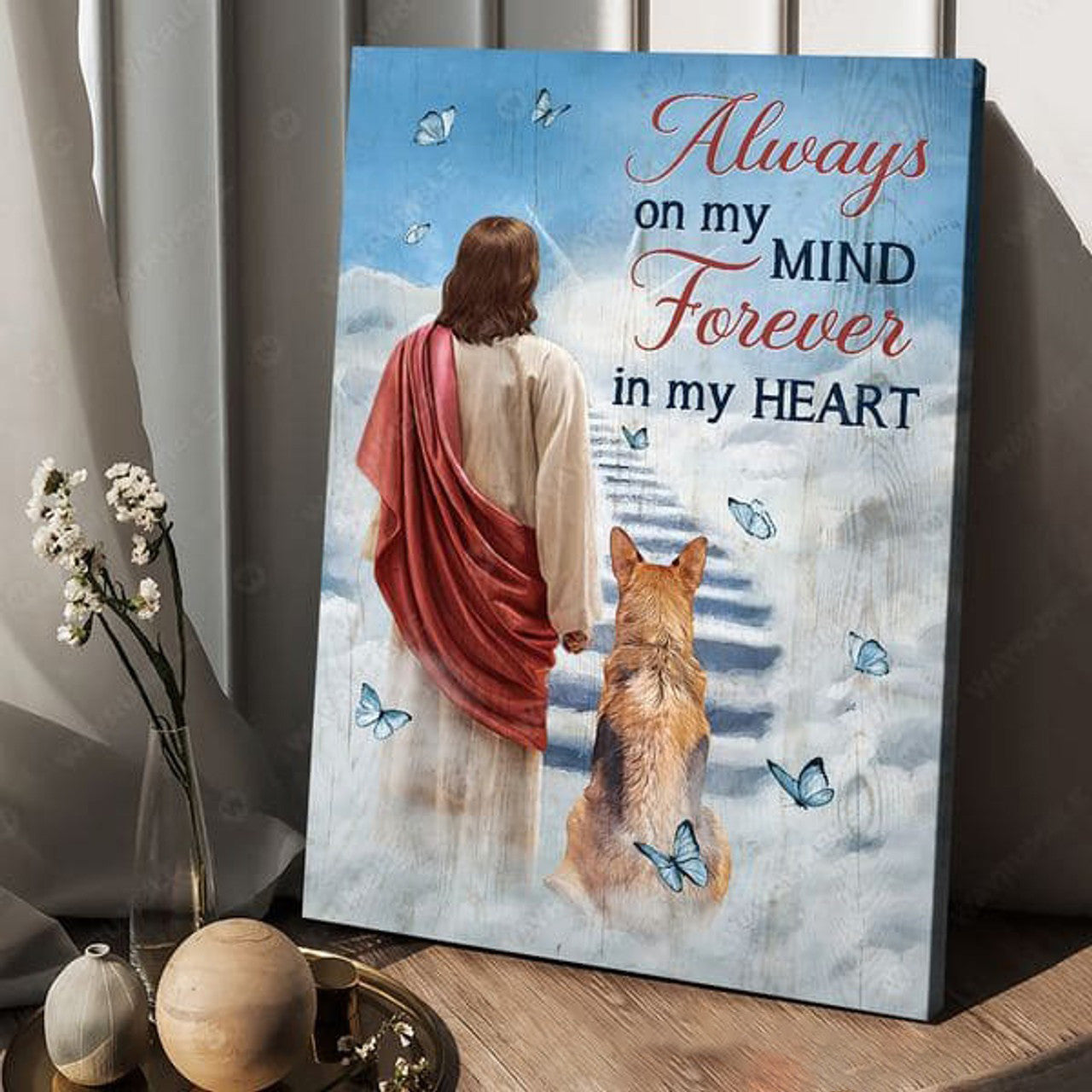 Always On My Mind Forever In My Heart, God Poster, Dog Lover, Angel Dog Poster and Canvas