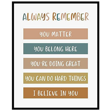 Always Remember You Matter You Belong Here You’re Doing Great You Can Do Hard Things I Believe In You Poster and Canvas
