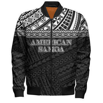 FUNSTUFFPRINT American Samoa Bomber Jacket Custom Polynesian Black Version 3D Bomber Jacket