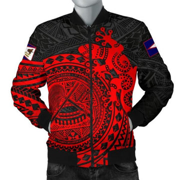 FUNSTUFFPRINT American Samoa Men's Bomber Jacket - Polynesian Lizard - 3D Bomber Jacket