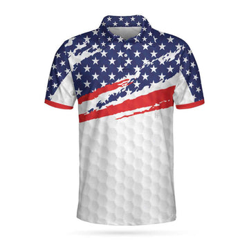 3D Golfer Polo Shirt American Flag Pattern, Golf Texture Short Sleeve Usa Golf Polo Shirt, Golfer Gifts