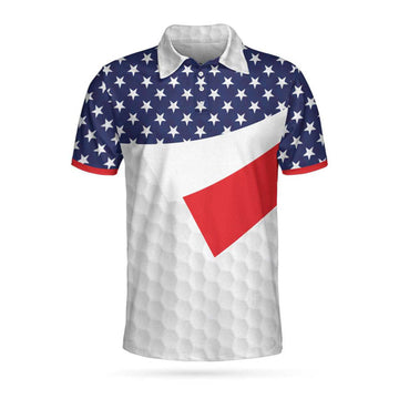 American Flag Golf Texture Short Sleeve Golf Polo Shirt, Golfaholic Polo Shirt, Patriotic Golf Shirt For Men