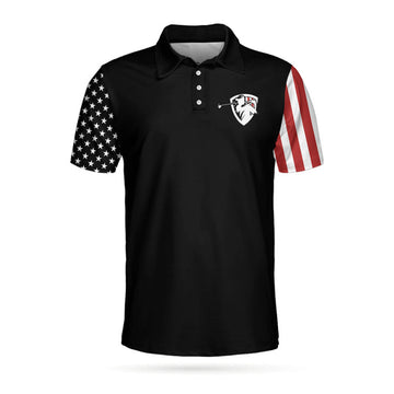 Let'S Par Tee Short Sleeve Golf Polo Shirt, Dark Theme American Flag Polo Shirt, Patriotic Golf Shirt For Men