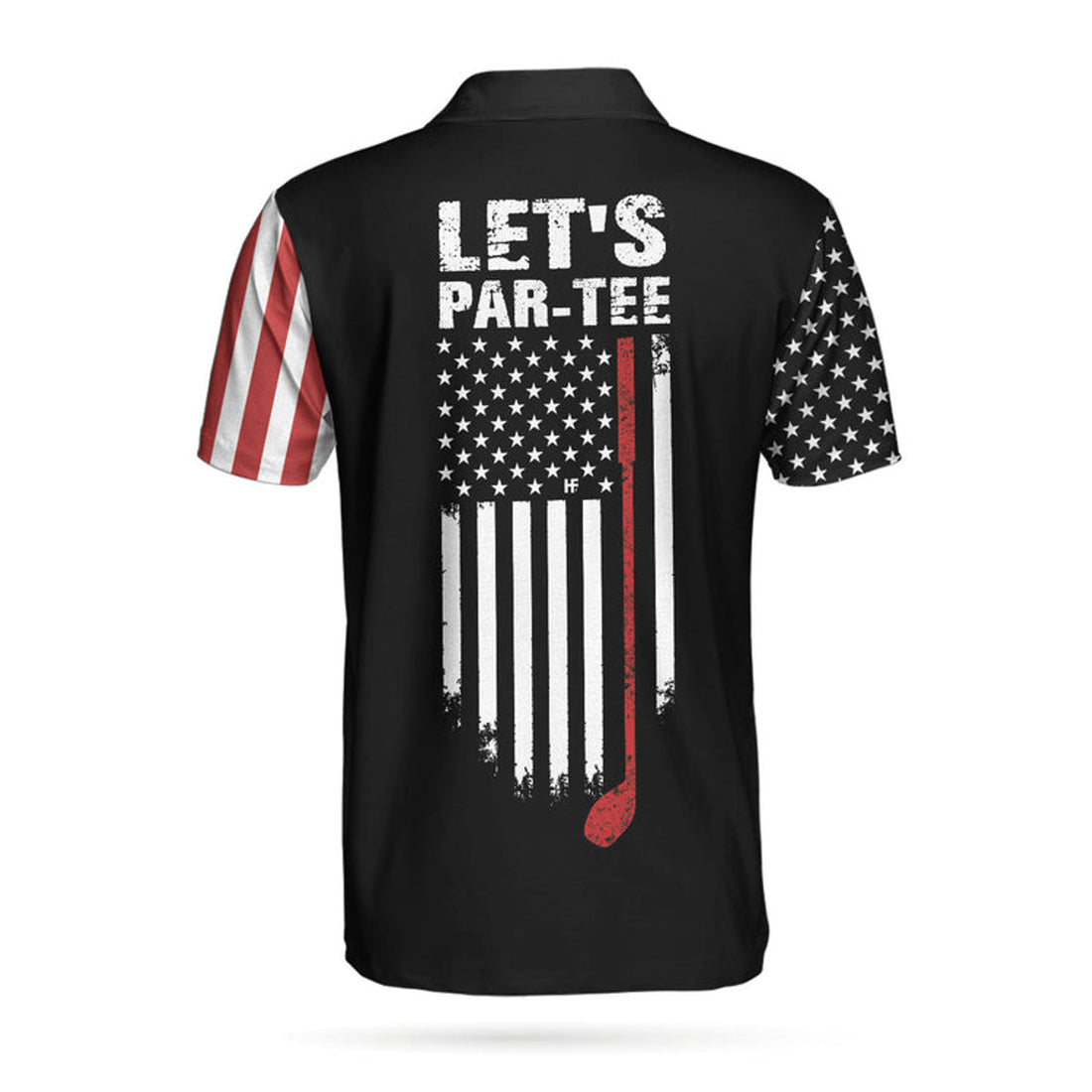 Let'S Par Tee Short Sleeve Golf Polo Shirt, Dark Theme American Flag Polo Shirt, Patriotic Golf Shirt For Men