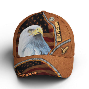 FUNSTUFFPRINT Custom American Pride Eagle Leather Style Baseball Cap
