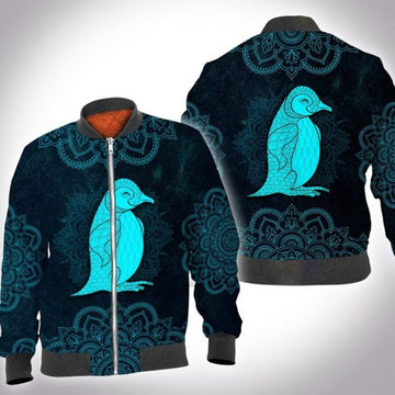 FUNSTUFFPRINT Animal mandala penguin 3D All Over Printed Shirt, Bomber Jacket Size S - 5XL 3D Bomber Jacket