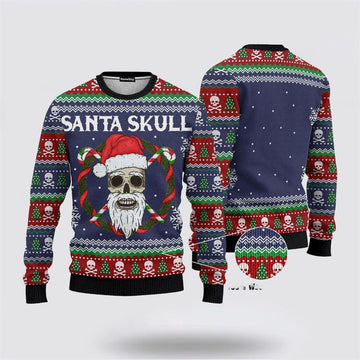 FUNSTUFFPRINT Animal Santa Skull Ugly Christmas Sweater Festive and Trendy Holiday Apparel – Christmas Gifts For Frends Ugly  Sweater