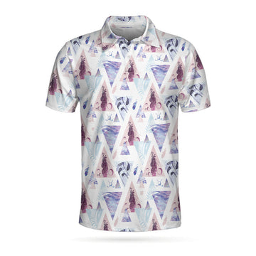 Geometric Triangle Pattern Short Sleeve Golf Polo Shirt, Are You Looking At My Putt Polo Shirt, Funny Golf Shirt For Men
