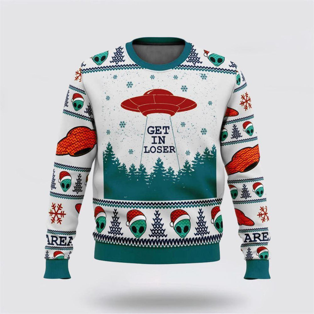 FUNSTUFFPRINT Area 51 Aliens Get in Loser Ugly Christmas Sweater – Christmas Gifts For Frends Ugly  Sweater