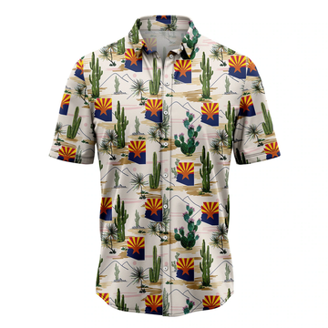 Arizona Cactus Hawaiian Shirt, Summer Hawaiian Shirts for Men, Aloha Beach Shirt