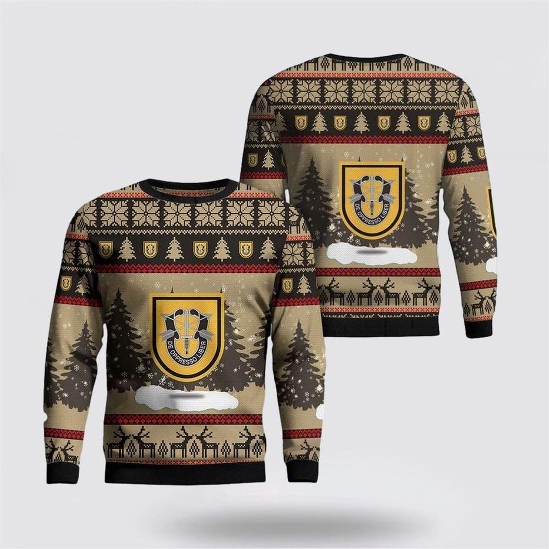 FUNSTUFFPRINT Army Sweater, US Army 1st Special Forces Group (1st SFG) Christmas Sweater  Ugly  Sweater