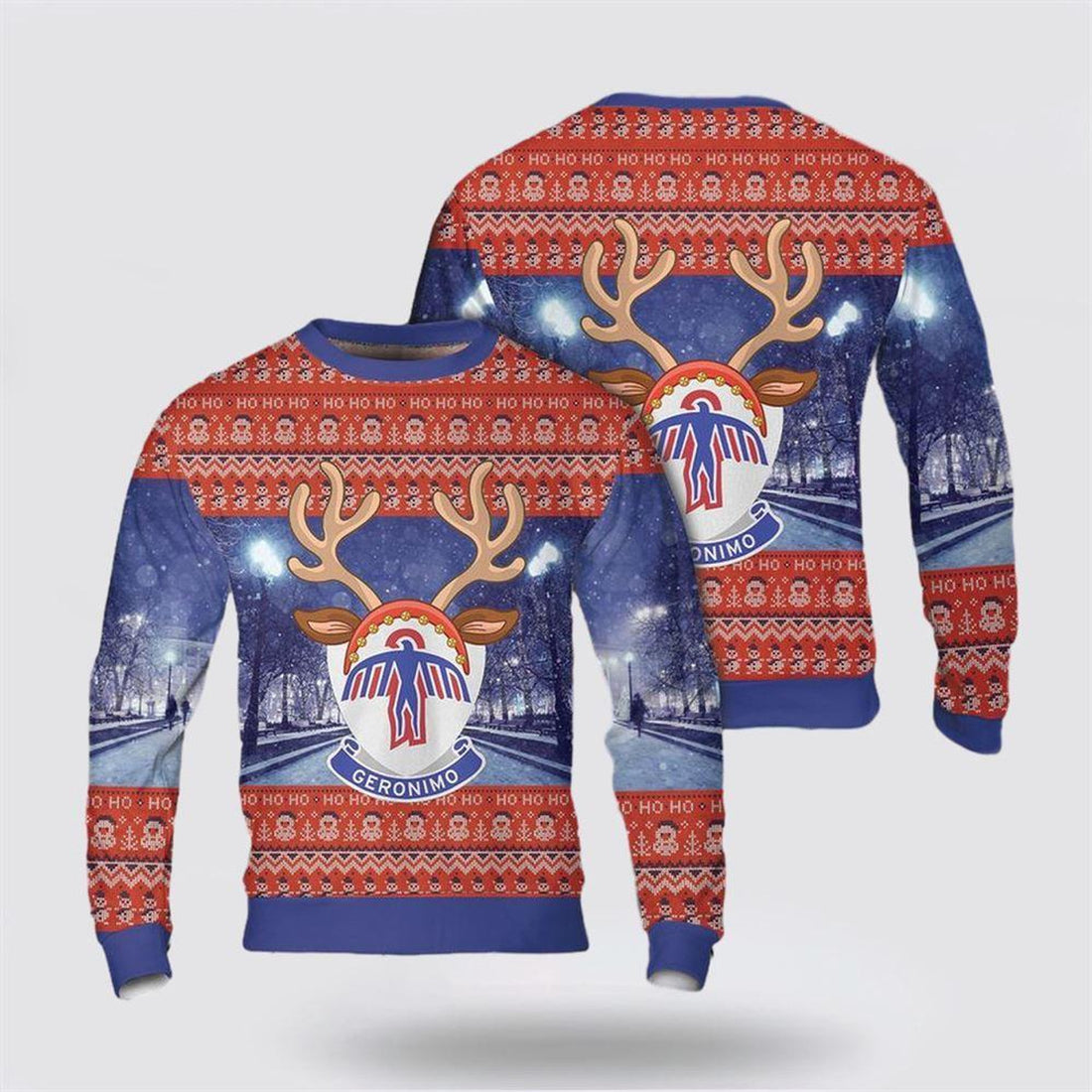 FUNSTUFFPRINT Army Sweater, US Army 501st Parachute Airborne Infantry Regiment Christmas Sweater  Ugly  Sweater