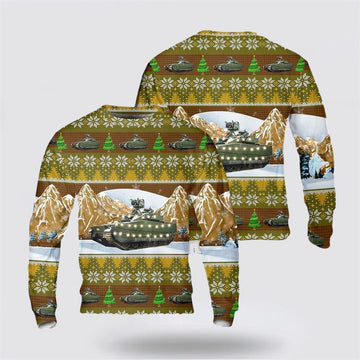 FUNSTUFFPRINT Army Sweater, US Army CV90 Infantry Fighting Vehicle Christmas AOP Sweater Ugly Sweater