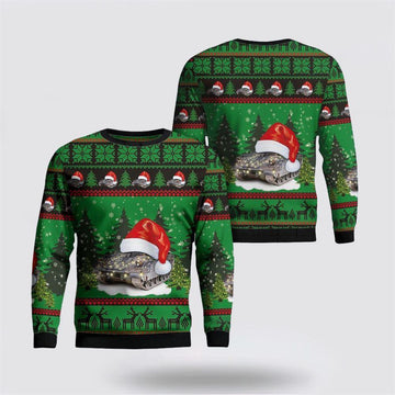 FUNSTUFFPRINT Army Sweater, US Army M3A3 Bradley Fire Support Team Vehicle Christmas Sweater Ugly Sweater