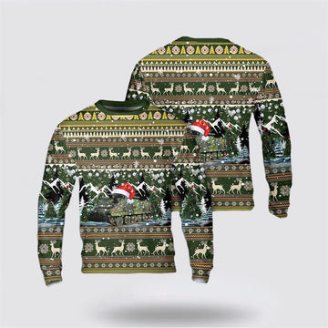 FUNSTUFFPRINT Army Sweater, US Army Pansarbandvagn 302 (Pbv 302) Christmas AOP Sweater Ugly Sweater