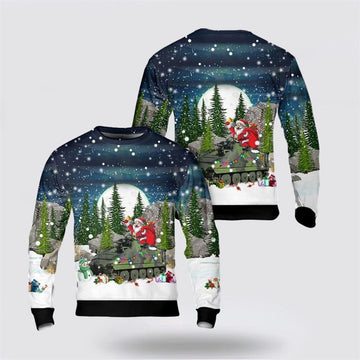 FUNSTUFFPRINT Army Sweater, US Army Pansarbandvagn 302 (Pbv 302) Christmas Sweater Ugly Sweater