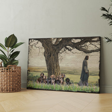Dachshund Dog Walking With God For The Dog Lover Canvas Prints