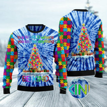 FUNSTUFFPRINT Autism Christmas Tree Ugly Christmas Sweater, Xmas Tree Sweater, Christmas Sweater Ugly Sweater