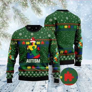 FUNSTUFFPRINT Autism Ugly Christmas Sweater, Christmas Sweater, Ugly Sweater, Funny Xmas Sweaters Ugly Sweater