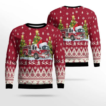FUNSTUFFPRINT Avalon Volunteer Fire Department, Avalon, NJ Christmas AOP Ugly Sweater - Gifts For Firefighters In Avalon, NJ Ugly Sweater