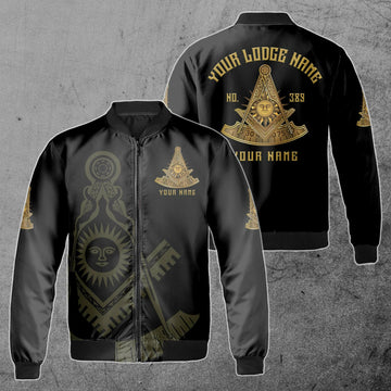 Custom Lodge Name Number Masonic Past Master Sun Freemason Unisex Bomber Jacket S-5XL