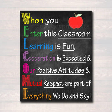 Back To School, Classroom Poster, When You Enter This Classroom Learning Is Fun Cooperation Is Expected Poster and Canvas