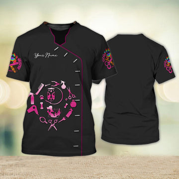 FUNSTUFFPRINT Custom Dog Groomer Shirt Pet Groomer Uniform Salon Pet 3D T-shirt