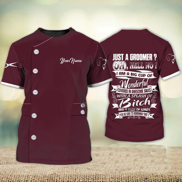 FUNSTUFFPRINT Custom 3D All Over Printed Dog Groomer Shirt Just A Groomer Pet Groomer Uniform 3D T-shirt