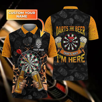 FUNSTUFFPRINT Darts And Beer - Personalized Name 3D Polo Shirt