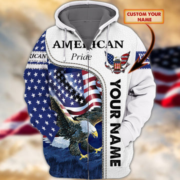 FUNSTUFFPRINT American Pride - Personalized Name 3D Hoodie02 - ATM2k HKM 3D Hoodie and Zip Hoodie