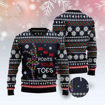 FUNSTUFFPRINT Ballet Pointe Your Toes Ugly Christmas Sweater, Christmas Sweater, Ugly Sweater, Funny Xmas Sweaters Ugly Sweater