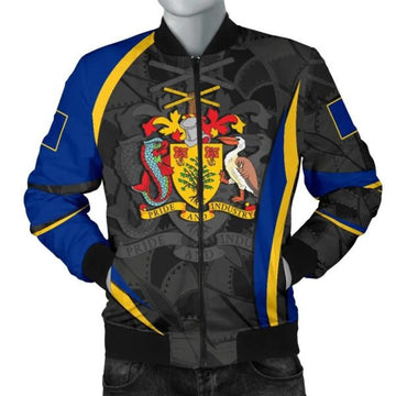 FUNSTUFFPRINT Barbabos Men's Bomber Jacket - Barbadian Spirit (Original) - 3D Bomber Jacket