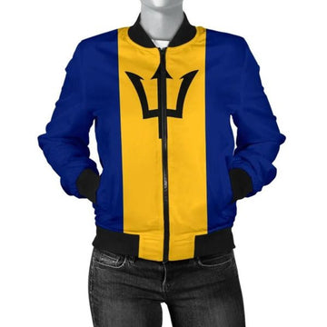 FUNSTUFFPRINT Barbados Women's Bomber Jacket Original Flag 3D Bomber Jacket