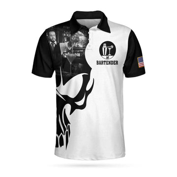Proud Bartender America Flag Men Polo Shirt, If You Think You Can Do My Job Skull Short Sleeve Polo Shirt, Crazy Bartender Shirt For Men